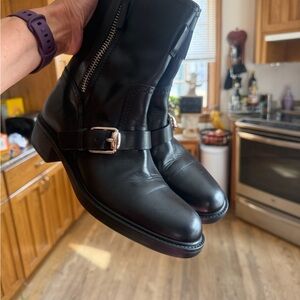 Gucci Black Leather Boots with Silver Accents